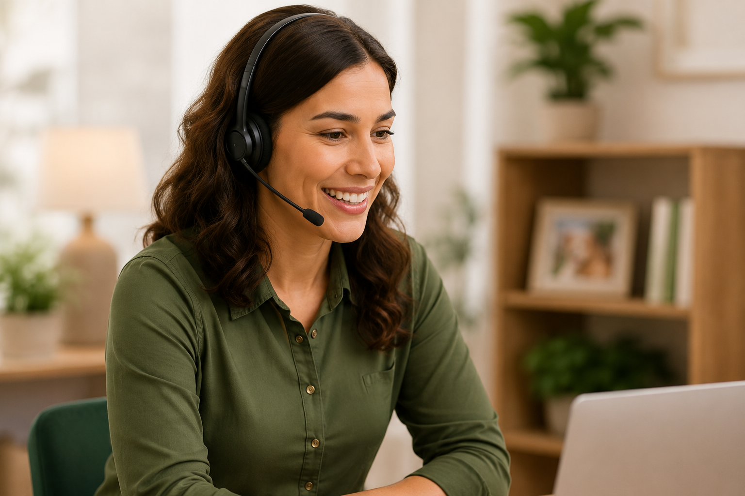 PetGuardian Care Specialist smiling while wearing a headset