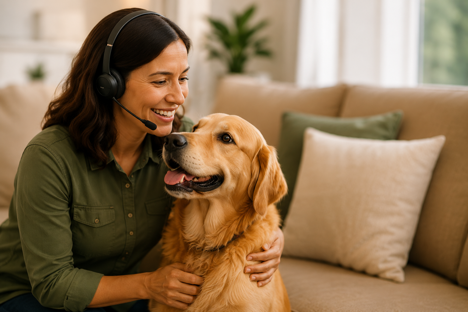 Care Specialist warmly greeting a beloved dog