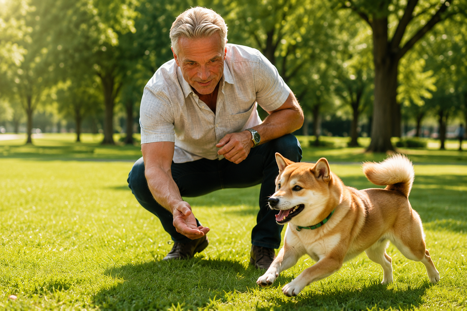 Phil playing in the park with his dog